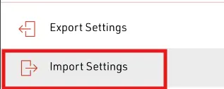 Stark VPN Import Settings Menu
