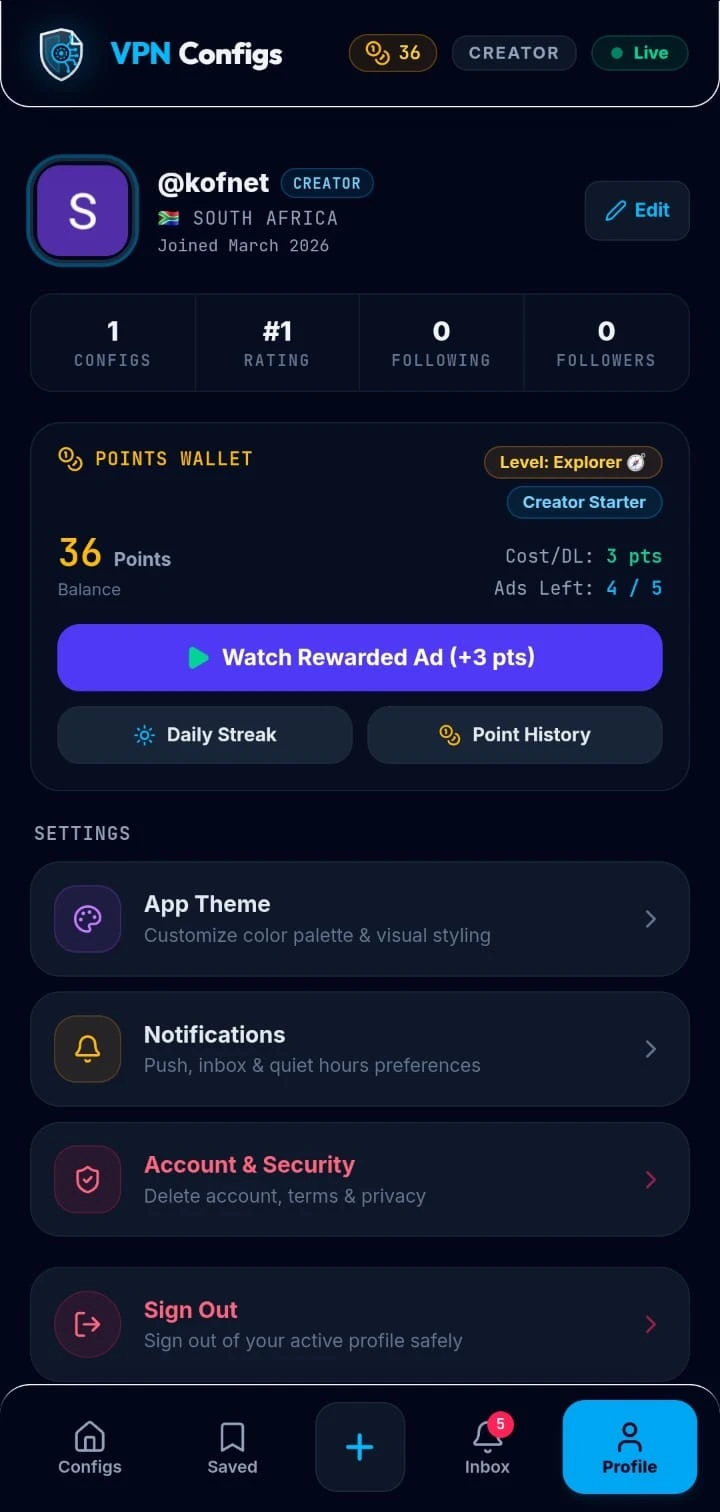 Profile & Theme Customizer Interface