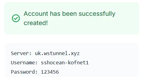 Copy SSH Account Details